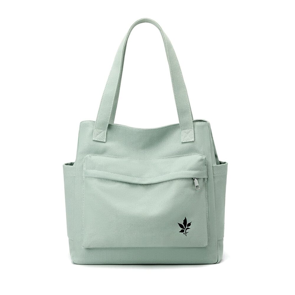 5436 Canvas Shoulder Bag - Casual Tote Purse with Multi-pockets, Top Handle